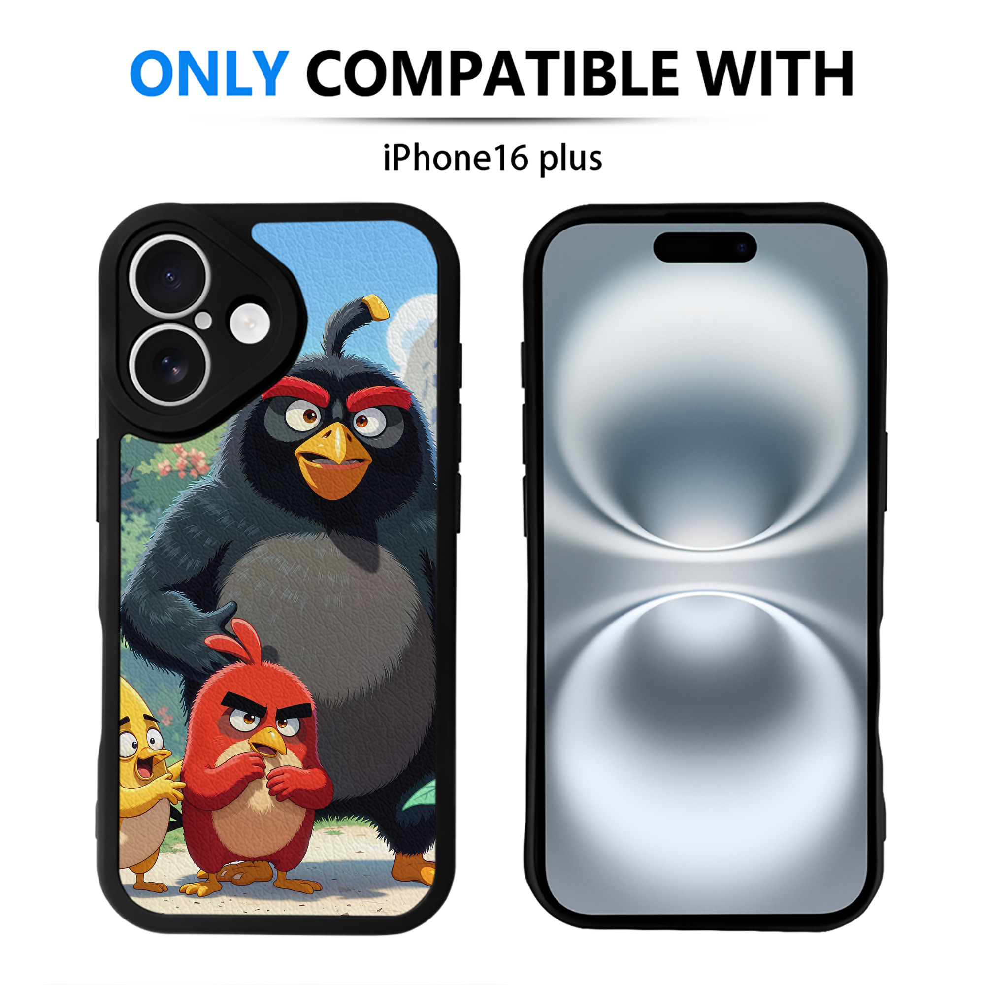 （画像用） Angry Birds アングリーバード 【iPhone 16シリーズ対応】シリコンスマホケース（レザー調） 材質：シリコン